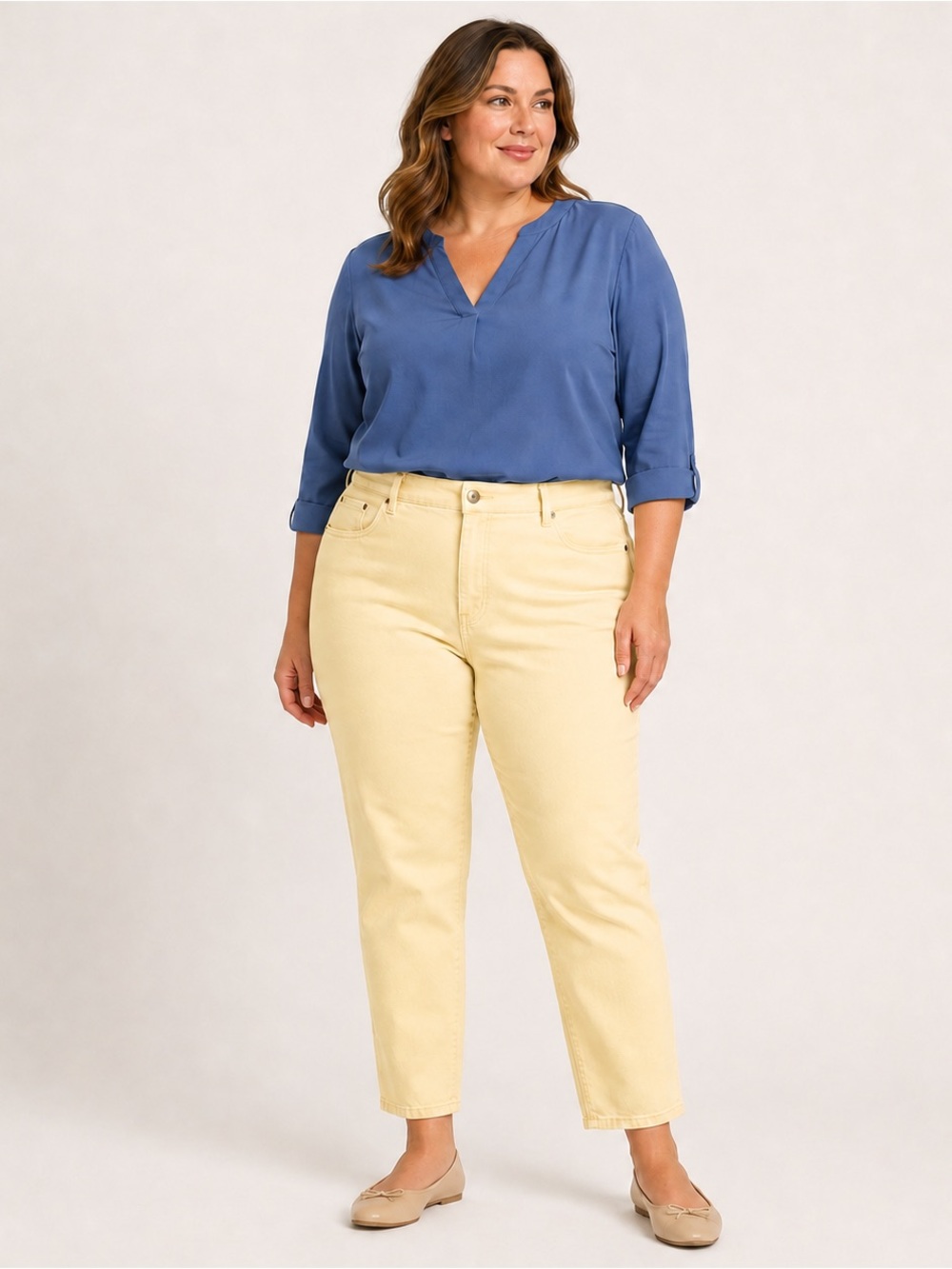 Gloria Vanderbilt Amanda Pale Yellow Jeans Size 14 Short